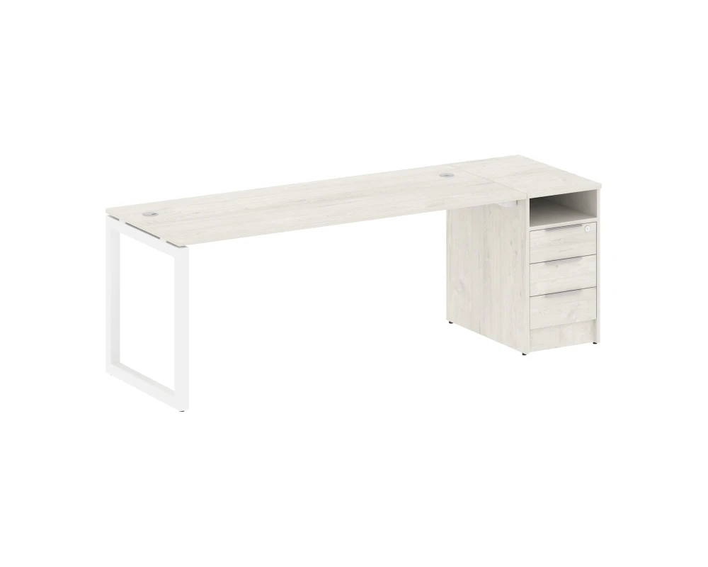 Рабочая станция с тумбой на О-образном м/к 2212x720x750 Метал Систем Куатро 5x5 / Metal System Quattro 5x5