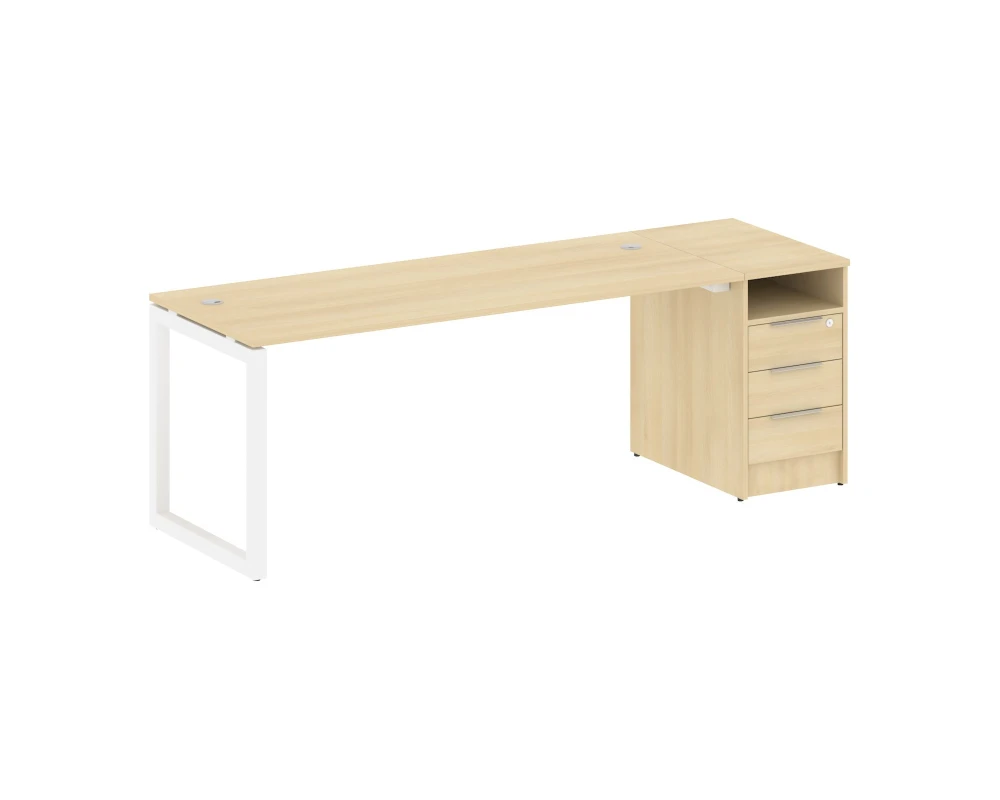 Рабочая станция с тумбой на О-образном м/к 2212x720x750 Метал Систем Куатро 5x5 / Metal System Quattro 5x5