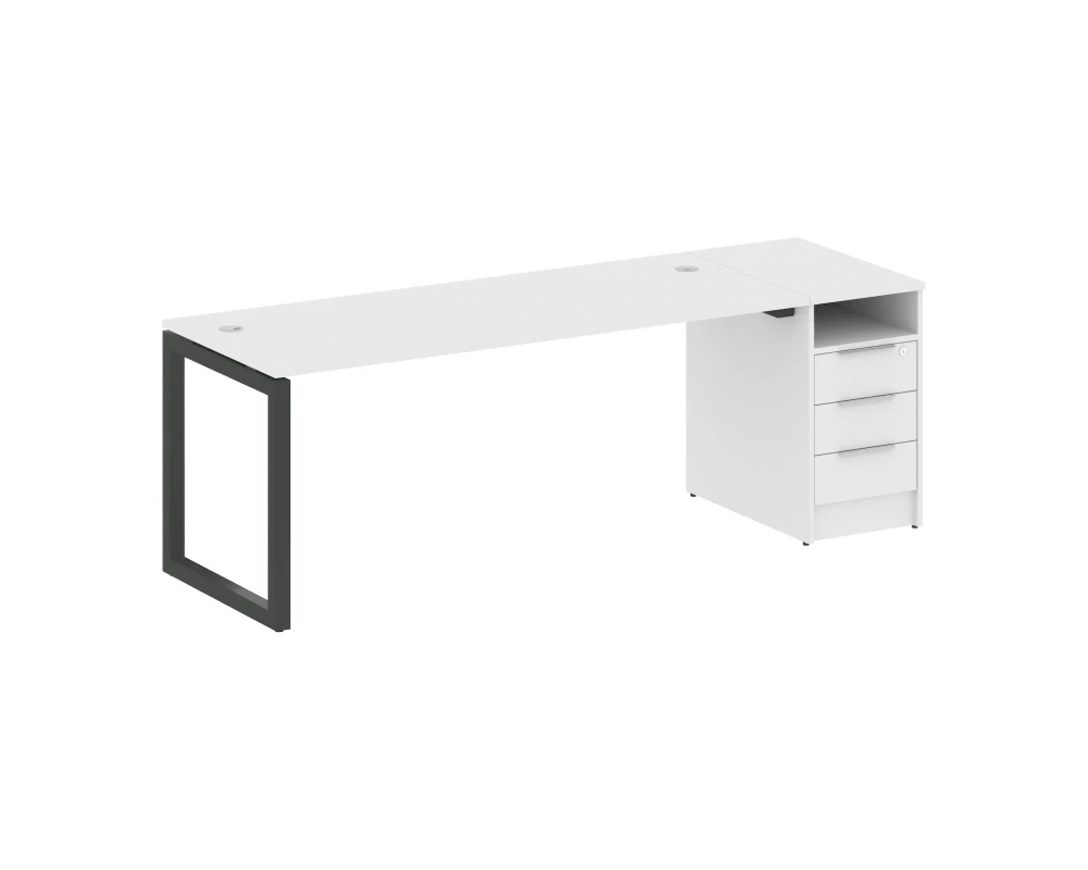 Рабочая станция с тумбой на О-образном м/к 2212x720x750 Метал Систем Куатро 5x5 / Metal System Quattro 5x5