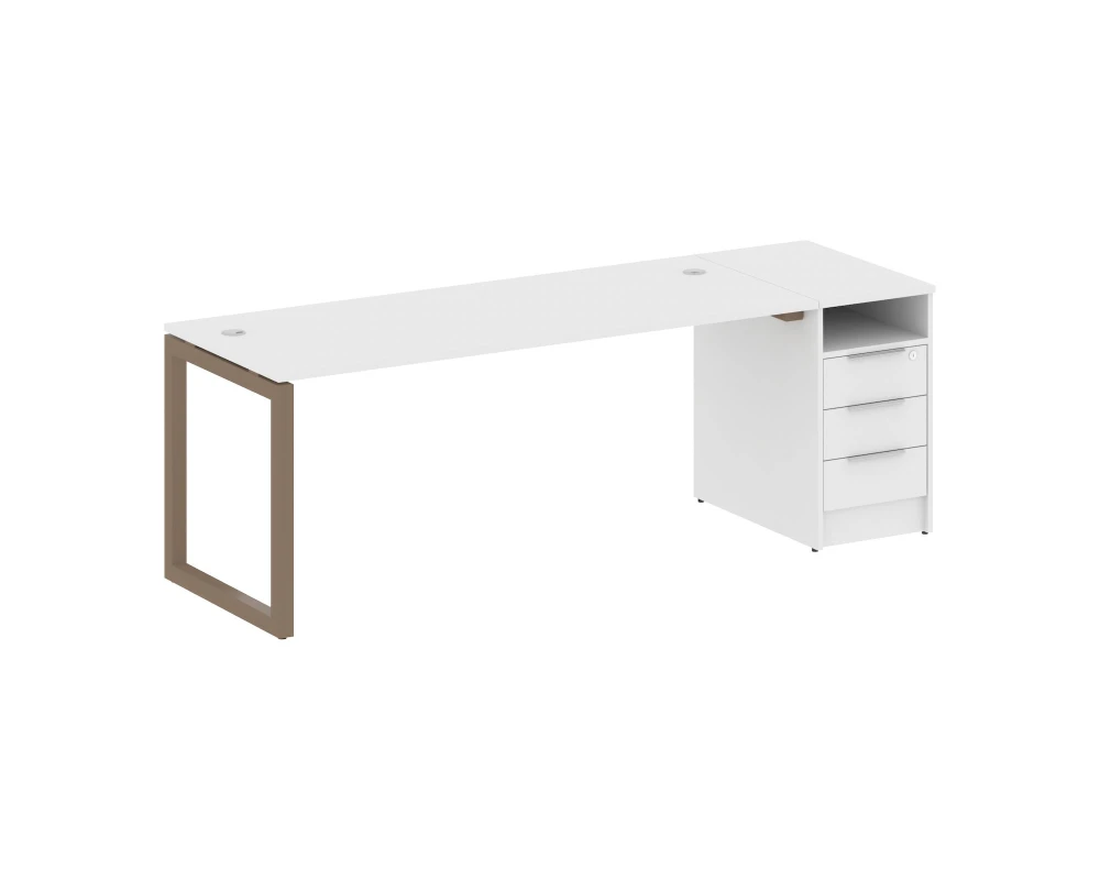 Рабочая станция с тумбой на О-образном м/к 2212x720x750 Метал Систем Куатро 5x5 / Metal System Quattro 5x5