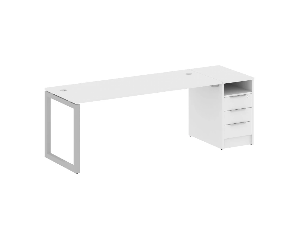 Рабочая станция с тумбой на О-образном м/к 2212x720x750 Метал Систем Куатро 5x5 / Metal System Quattro 5x5