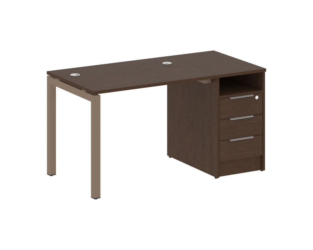 Рабочая станция с тумбой на П-образном м/к 1412x720x750 Метал Систем Куатро 5x5 / Metal System Quattro 5x5