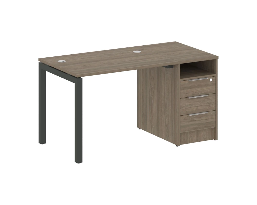 Рабочая станция с тумбой на П-образном м/к 1412x720x750 Метал Систем Куатро 5x5 / Metal System Quattro 5x5