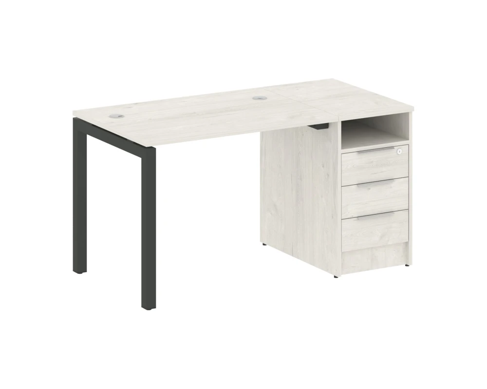 Рабочая станция с тумбой на П-образном м/к 1412x720x750 Метал Систем Куатро 5x5 / Metal System Quattro 5x5