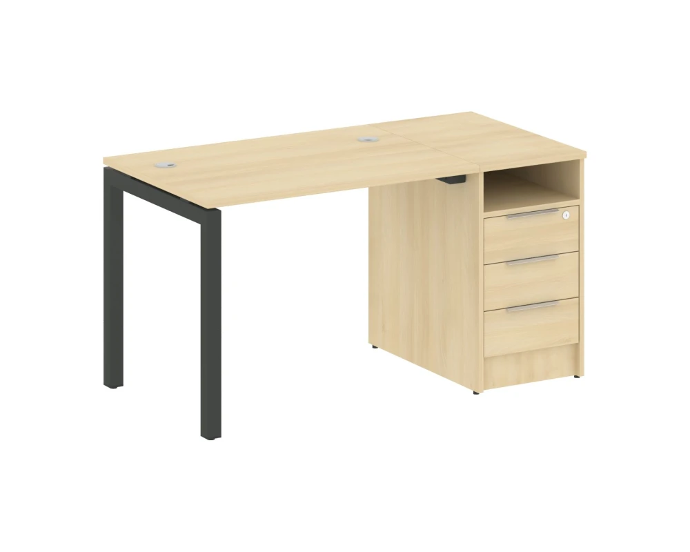 Рабочая станция с тумбой на П-образном м/к 1412x720x750 Метал Систем Куатро 5x5 / Metal System Quattro 5x5