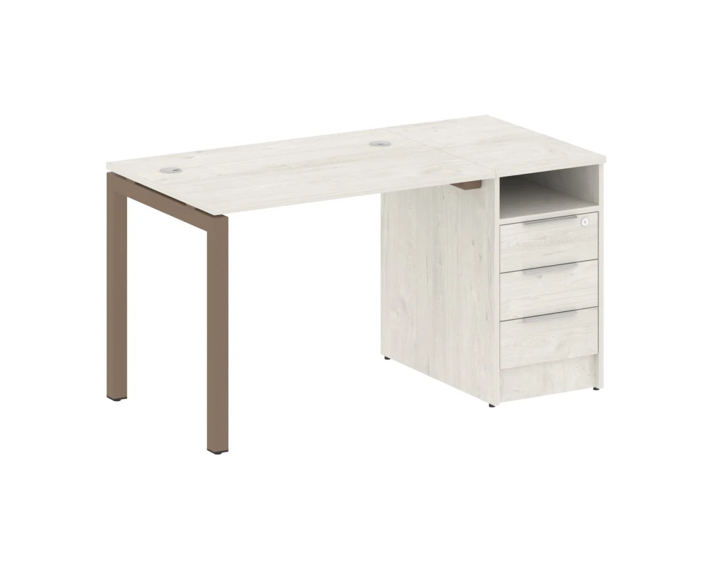 Рабочая станция с тумбой на П-образном м/к 1412x720x750 Метал Систем Куатро 5x5 / Metal System Quattro 5x5