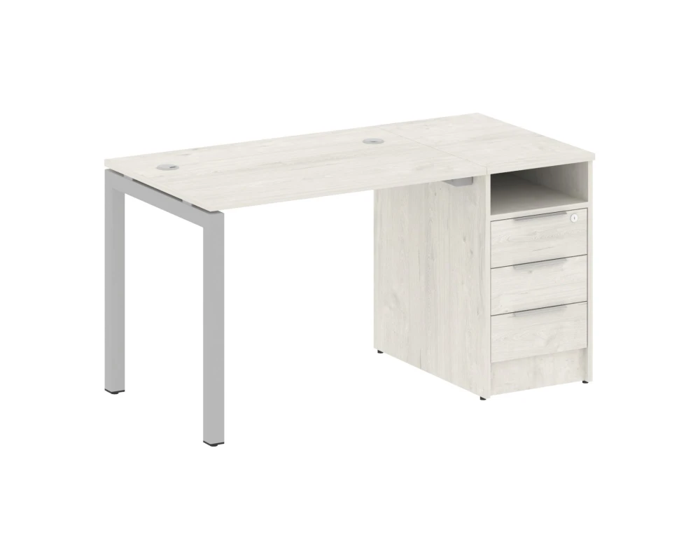 Рабочая станция с тумбой на П-образном м/к 1412x720x750 Метал Систем Куатро 5x5 / Metal System Quattro 5x5