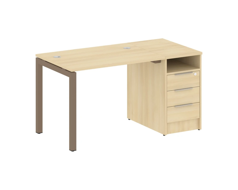 Рабочая станция с тумбой на П-образном м/к 1412x720x750 Метал Систем Куатро 5x5 / Metal System Quattro 5x5