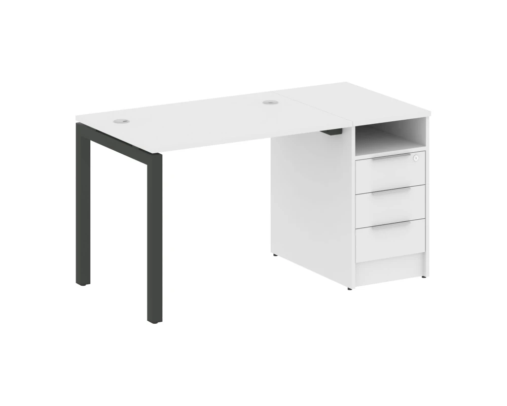 Рабочая станция с тумбой на П-образном м/к 1412x720x750 Метал Систем Куатро 5x5 / Metal System Quattro 5x5