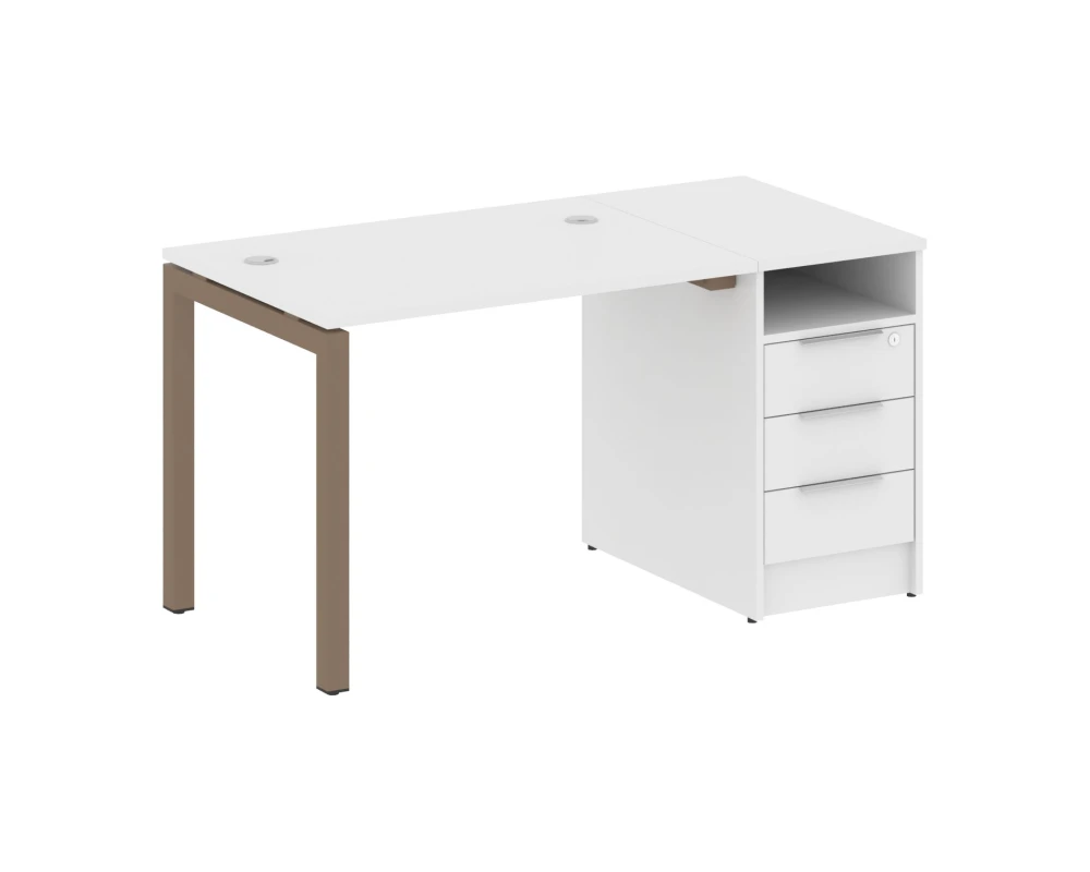 Рабочая станция с тумбой на П-образном м/к 1412x720x750 Метал Систем Куатро 5x5 / Metal System Quattro 5x5