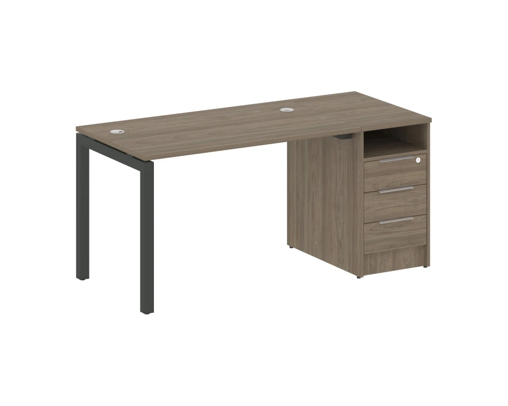 Рабочая станция с тумбой на П-образном м/к 1612x720x750 Метал Систем Куатро 5x5 / Metal System Quattro 5x5