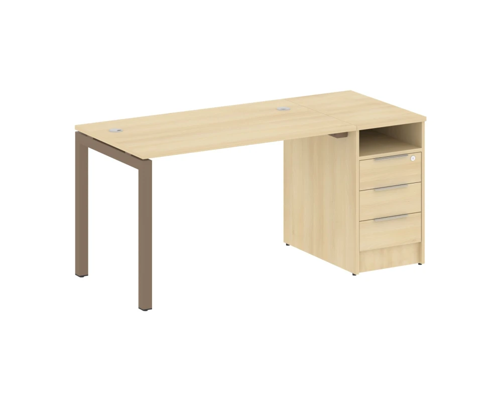 Рабочая станция с тумбой на П-образном м/к 1612x720x750 Метал Систем Куатро 5x5 / Metal System Quattro 5x5