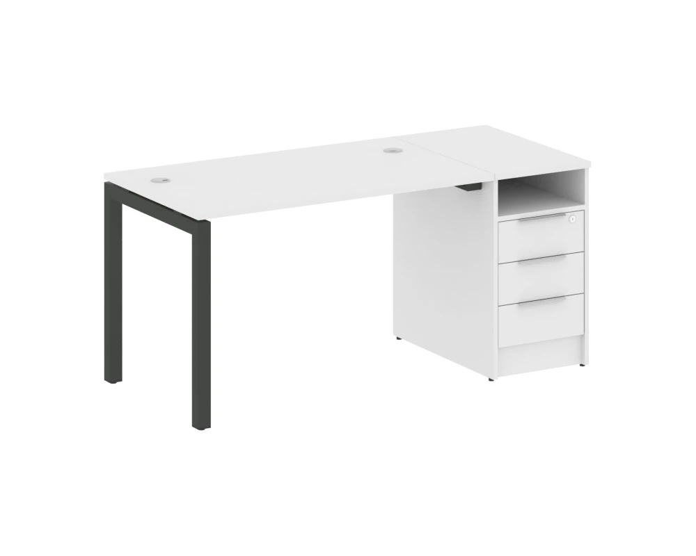 Рабочая станция с тумбой на П-образном м/к 1612x720x750 Метал Систем Куатро 5x5 / Metal System Quattro 5x5