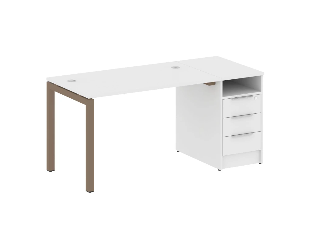 Рабочая станция с тумбой на П-образном м/к 1612x720x750 Метал Систем Куатро 5x5 / Metal System Quattro 5x5