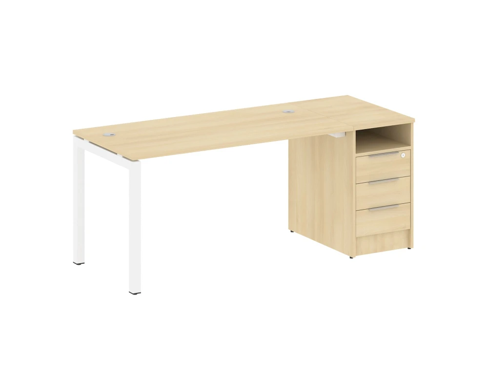 Рабочая станция с тумбой на П-образном м/к 1812x720x750 Метал Систем Куатро 5x5 / Metal System Quattro 5x5