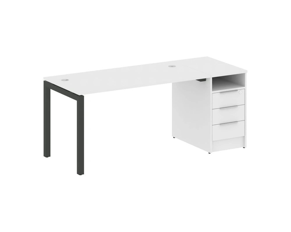 Рабочая станция с тумбой на П-образном м/к 1812x720x750 Метал Систем Куатро 5x5 / Metal System Quattro 5x5