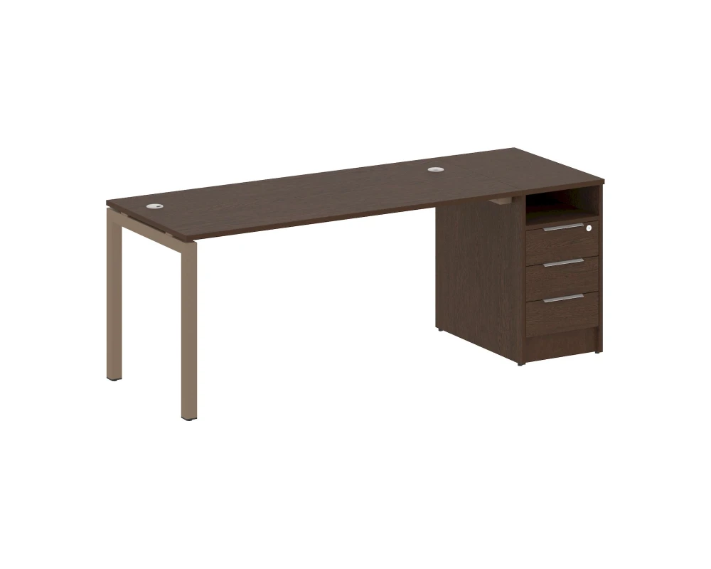 Рабочая станция с тумбой на П-образном м/к 2012x720x750 Метал Систем Куатро 5x5 / Metal System Quattro 5x5