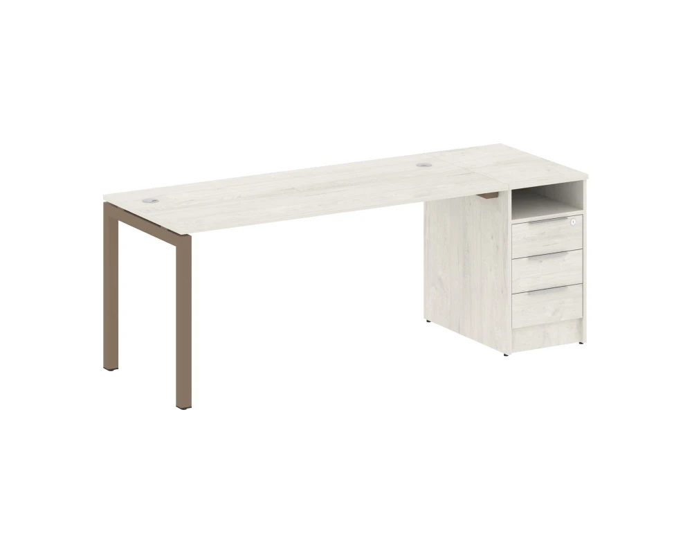 Рабочая станция с тумбой на П-образном м/к 2012x720x750 Метал Систем Куатро 5x5 / Metal System Quattro 5x5