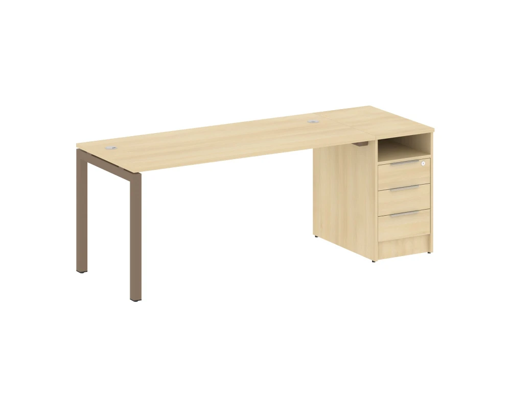 Рабочая станция с тумбой на П-образном м/к 2012x720x750 Метал Систем Куатро 5x5 / Metal System Quattro 5x5