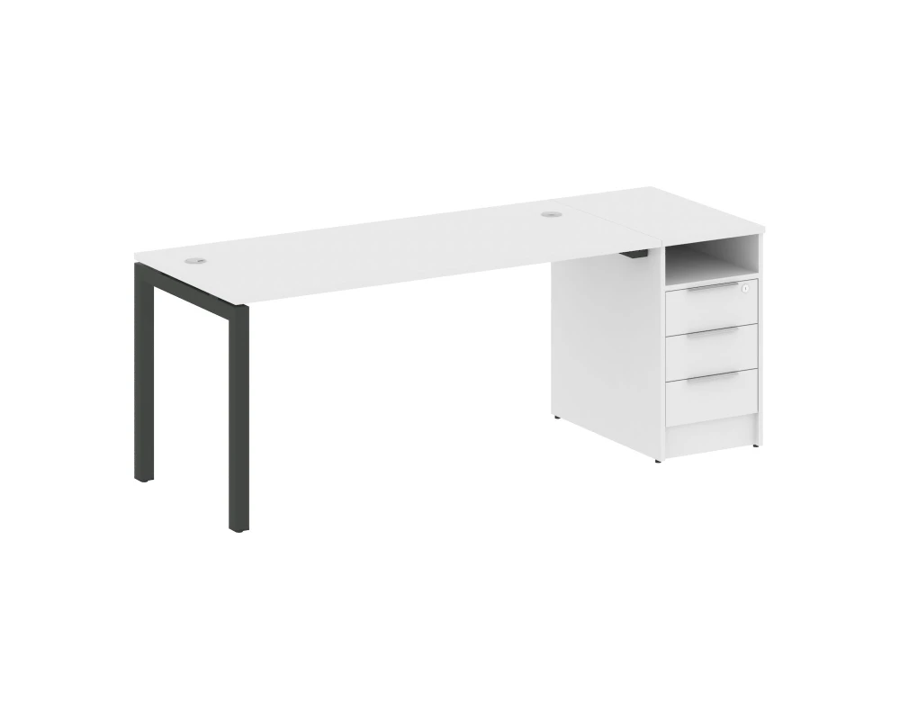 Рабочая станция с тумбой на П-образном м/к 2012x720x750 Метал Систем Куатро 5x5 / Metal System Quattro 5x5