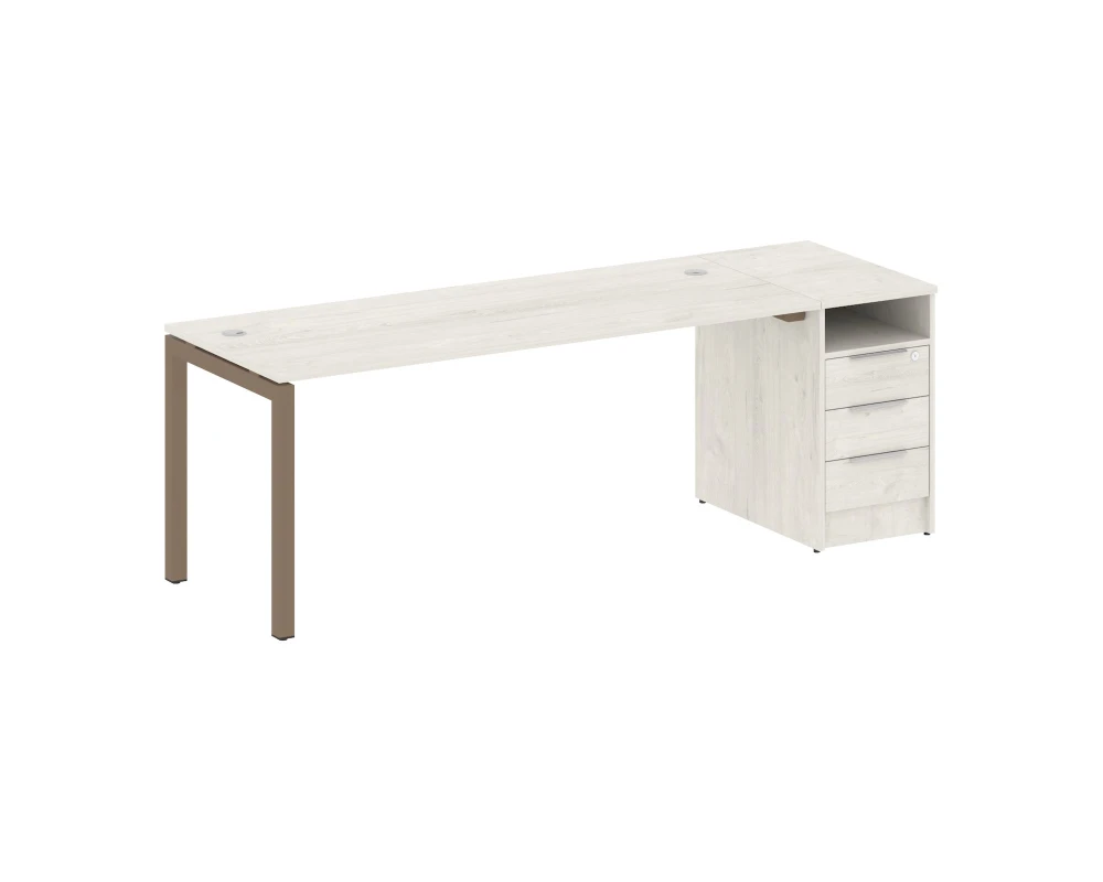 Рабочая станция с тумбой на П-образном м/к 2212x720x750 Метал Систем Куатро 5x5 / Metal System Quattro 5x5