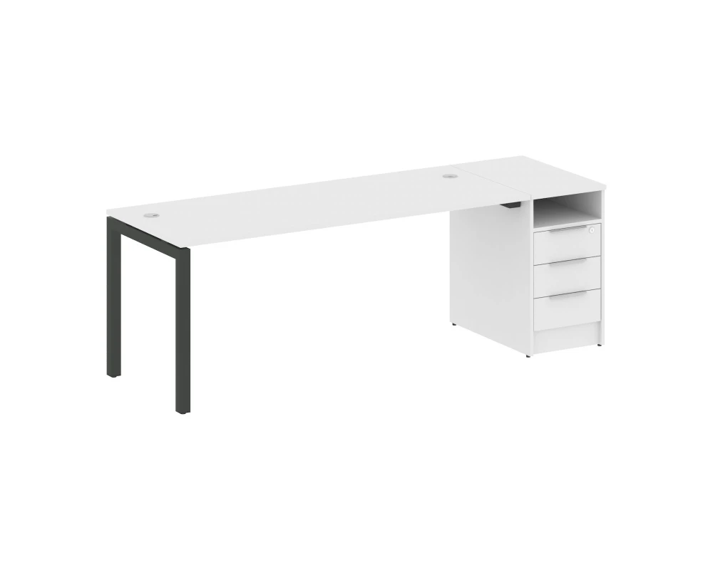 Рабочая станция с тумбой на П-образном м/к 2212x720x750 Метал Систем Куатро 5x5 / Metal System Quattro 5x5