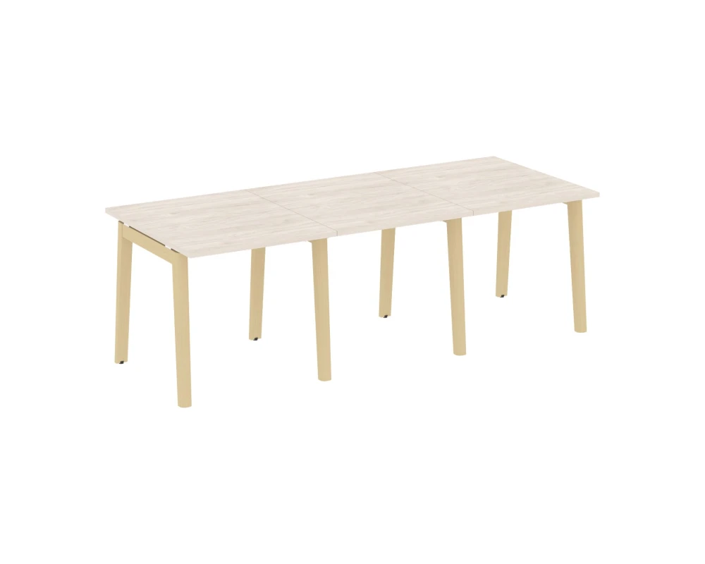 Стол переговорный (3 столешницы), опоры - массив дерева 234x98x75 Оникс Вуд / Onix Wood