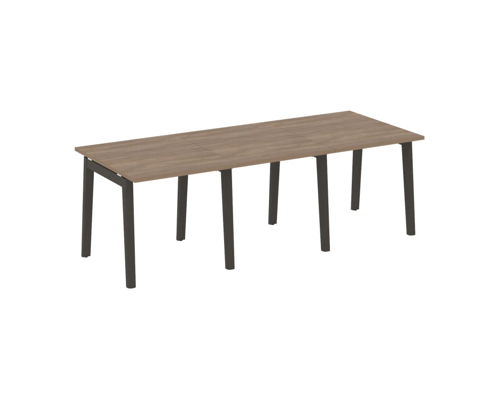 Стол переговорный (3 столешницы), опоры - массив дерева 234x98x75 Оникс Вуд / Onix Wood