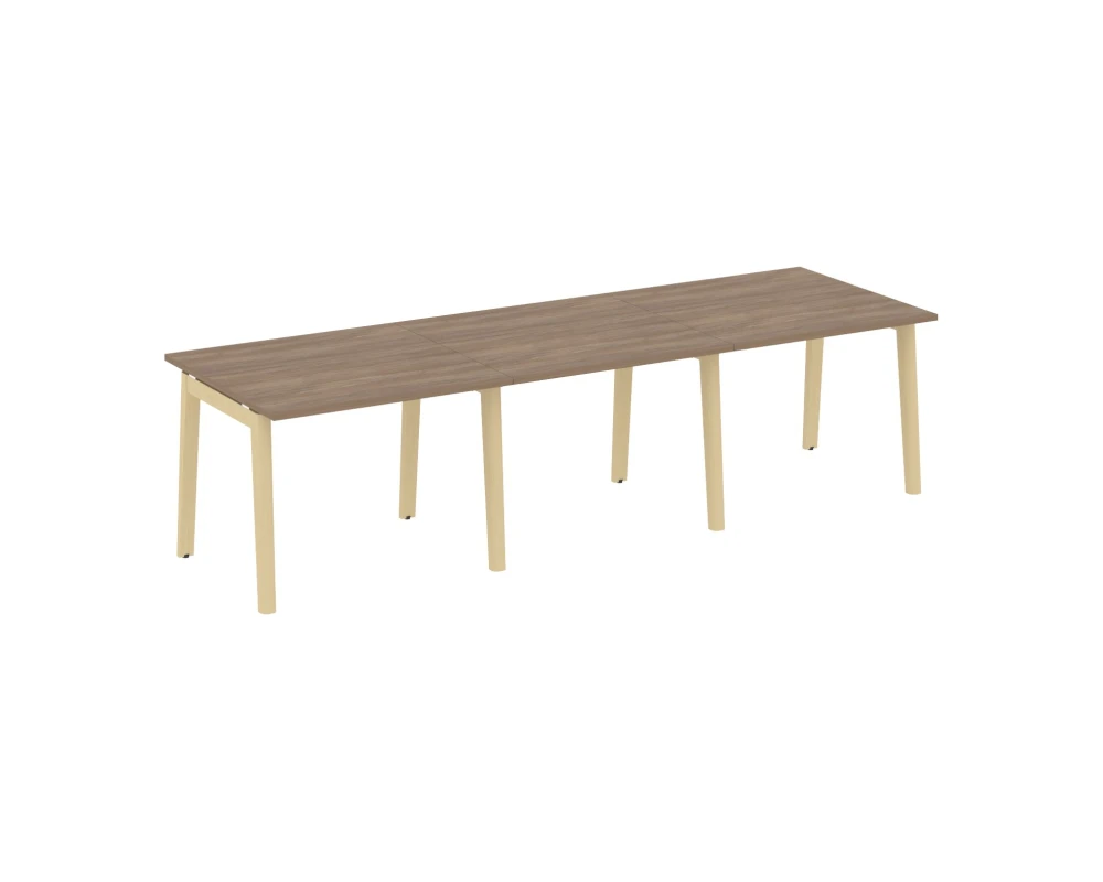 Стол переговорный (3 столешницы), опоры - массив дерева 294x98x75 Оникс Вуд / Onix Wood