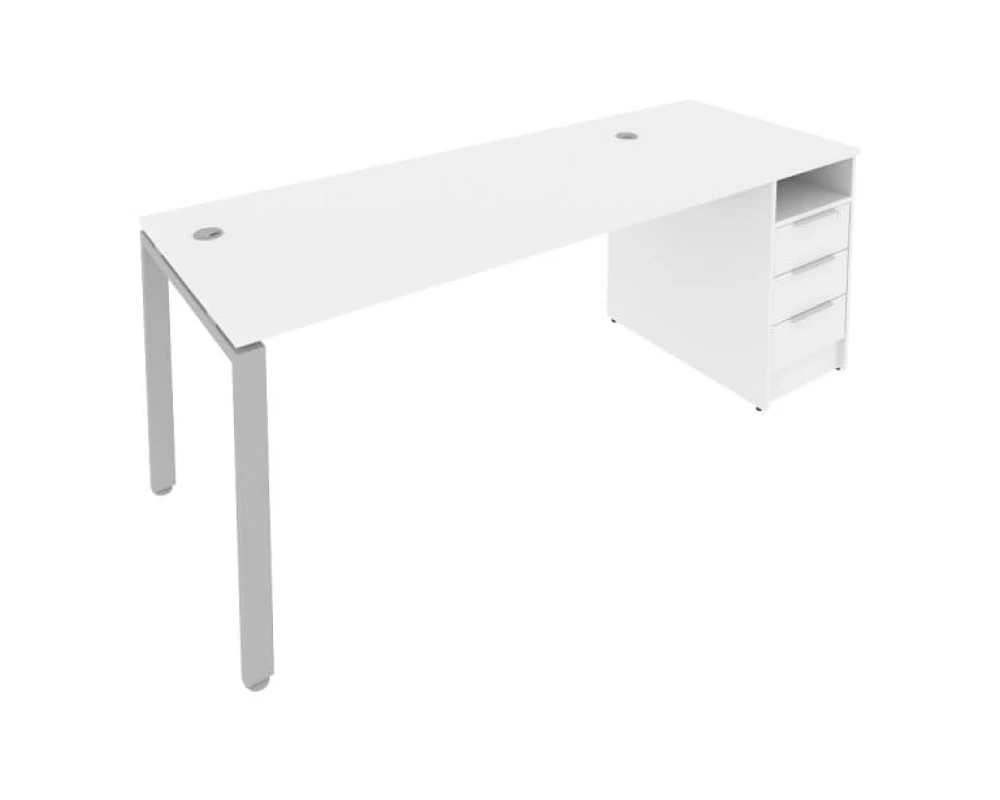 Рабочая станция на П-образном м/к с опорной тумбой 201,2x72x75 Метал Систем / Metal System