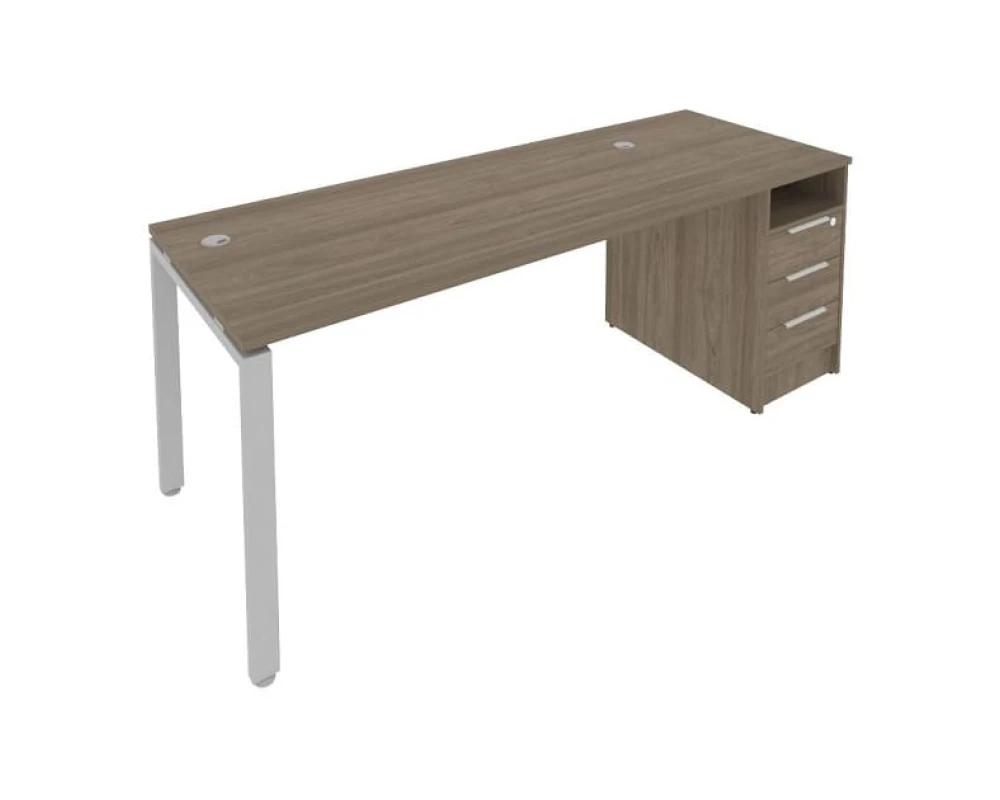 Рабочая станция на П-образном м/к с опорной тумбой 201,2x72x75 Метал Систем / Metal System