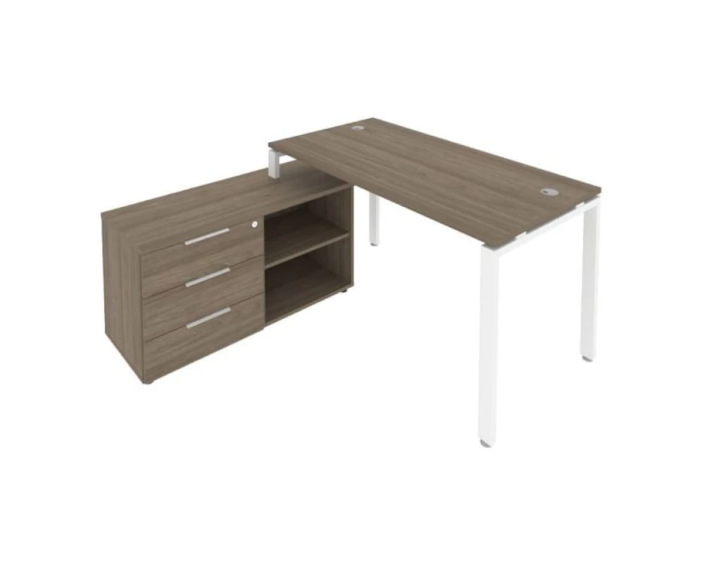 Рабочая станция на П-образном м/к с опорной тумбой левая 150x152x75 Метал Систем / Metal System