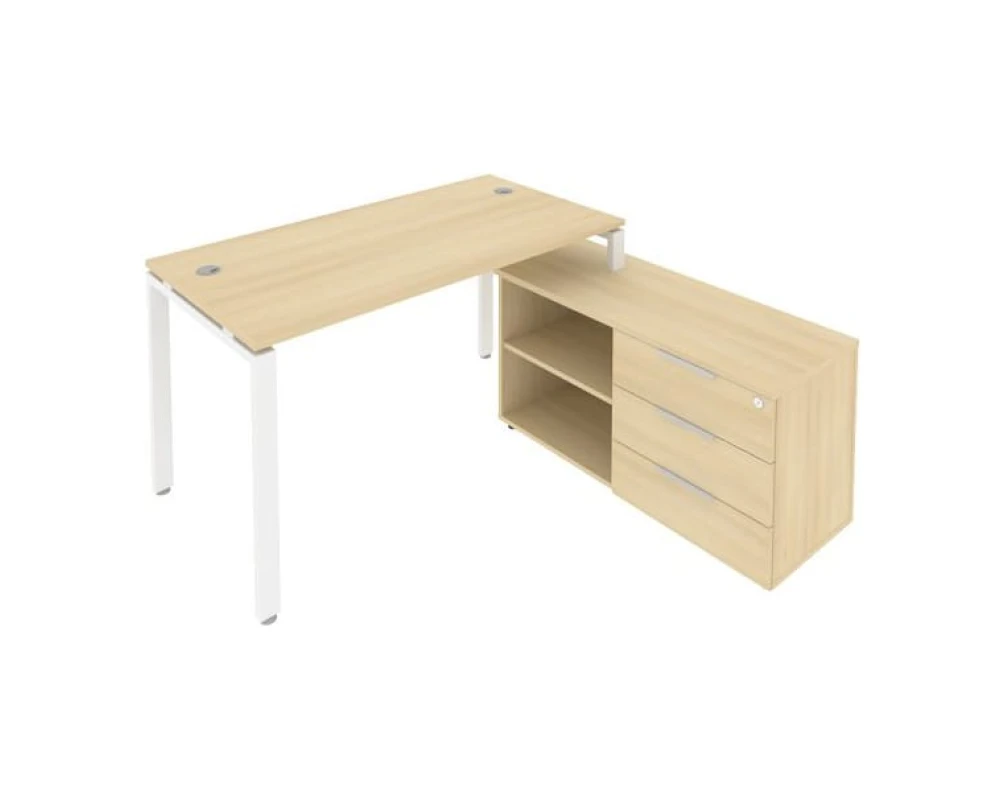 Рабочая станция на П-образном м/к с опорной тумбой правая 150x152x75 Метал Систем / Metal System