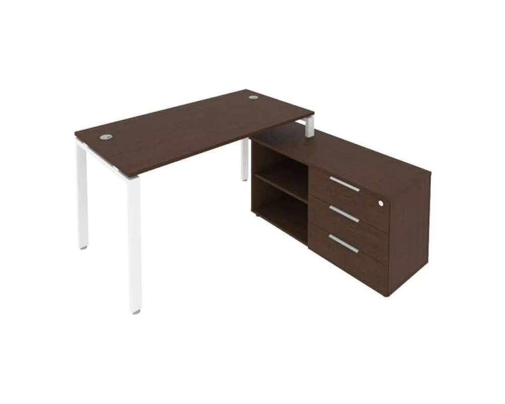 Рабочая станция на П-образном м/к с опорной тумбой правая 150x152x75 Метал Систем / Metal System