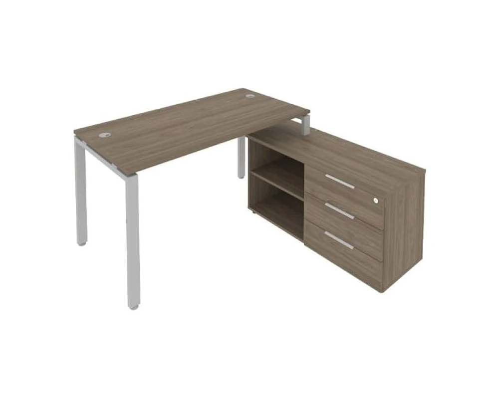 Рабочая станция на П-образном м/к с опорной тумбой правая 150x152x75 Метал Систем / Metal System