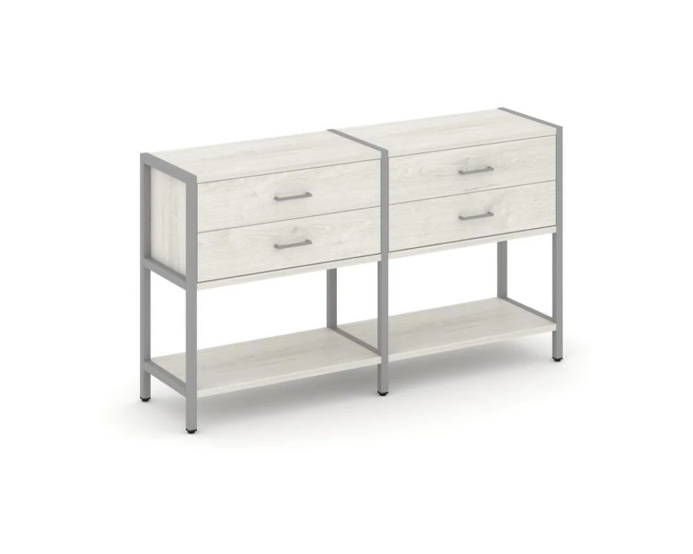 Двухсекционный стеллаж двухярусный с ящиками 1590х400х879 Шелф Систем / Shelf System