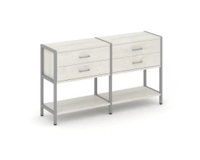 Двухсекционный стеллаж двухярусный с ящиками 1590х400х879 Шелф Систем / Shelf System images