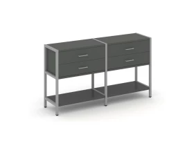 Двухсекционный стеллаж двухярусный с ящиками 1590х400х879 Шелф Систем / Shelf System images