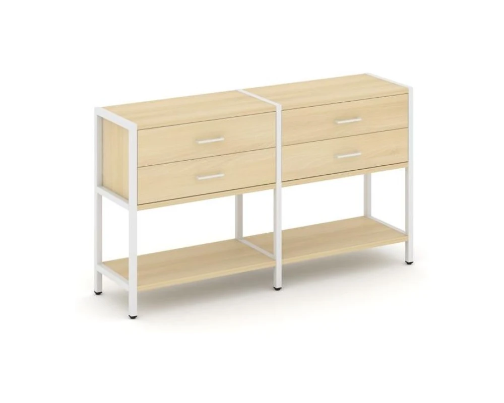 Двухсекционный стеллаж двухярусный с ящиками 1590х400х879 Шелф Систем / Shelf System