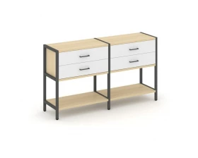 Двухсекционный стеллаж двухярусный с ящиками 1590х400х879 Шелф Систем / Shelf System images