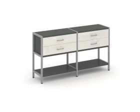 Двухсекционный стеллаж двухярусный с ящиками 1590х400х879 Шелф Систем / Shelf System images