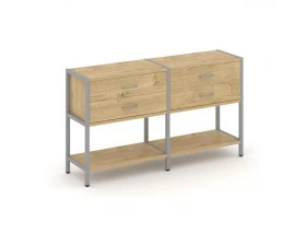 Двухсекционный стеллаж двухярусный с ящиками 1590х400х879 Шелф Систем / Shelf System images