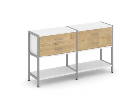 Двухсекционный стеллаж двухярусный с ящиками 1590х400х879 Шелф Систем / Shelf System images