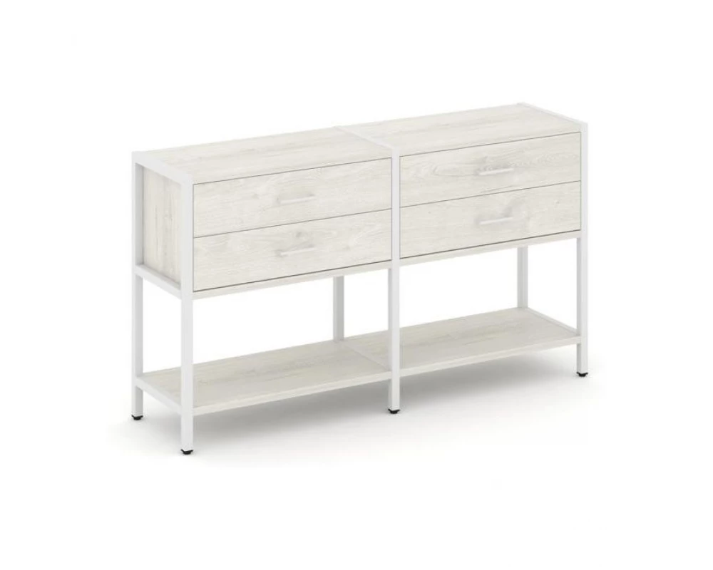 Двухсекционный стеллаж двухярусный с ящиками 1590х400х879 Шелф Систем / Shelf System