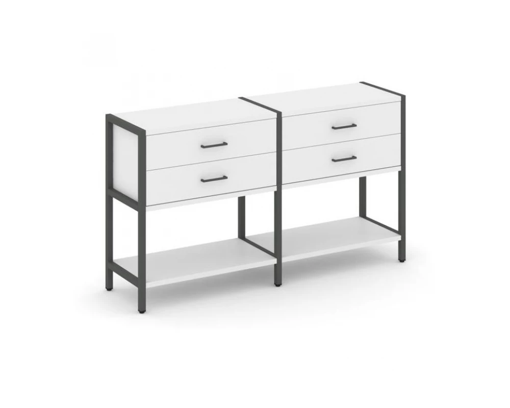 Двухсекционный стеллаж двухярусный с ящиками 1590х400х879 Шелф Систем / Shelf System