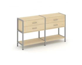 Двухсекционный стеллаж двухярусный с ящиками 1590х400х879 Шелф Систем / Shelf System images