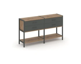 Двухсекционный стеллаж двухярусный с ящиками 1590х400х879 Шелф Систем / Shelf System images