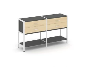 Двухсекционный стеллаж двухярусный с ящиками 1590х400х879 Шелф Систем / Shelf System images