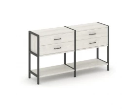 Двухсекционный стеллаж двухярусный с ящиками 1590х400х879 Шелф Систем / Shelf System images