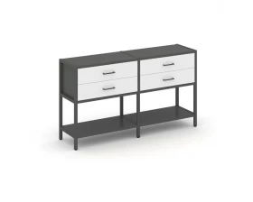 Двухсекционный стеллаж двухярусный с ящиками 1590х400х879 Шелф Систем / Shelf System images